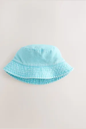 Next Turquoise Blue 100% Cotton Washed Bucket Hat (3mths-16yrs) 3