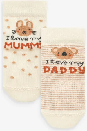 Next Neutral Baby Socks 2 Pack (0mths-2yrs) First Size