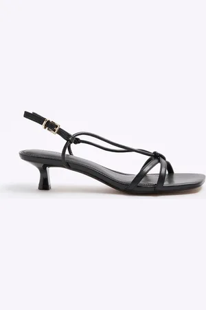 River Island Black Kitten Heeled Strappy Sandals AU 6 (EU 37)