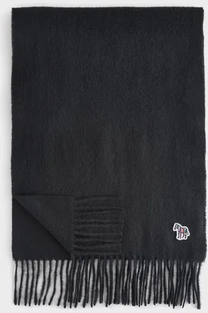 Paul Smith Wool Zebra Print Logo Stripe Scarf One