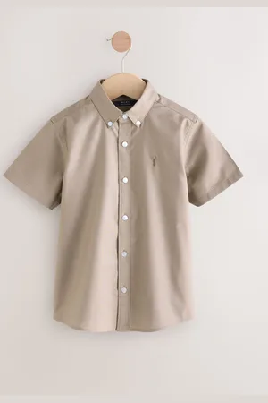 Next Logo Short Sleeve Cotton Rich Oxford Shirt (3-16yrs) 7 Years (122cm)
