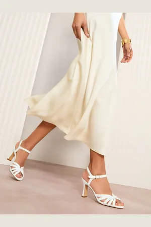 Friends Like These White Mid Heel Multi Strap Buckle Detail Sandals AU 6 (EU 37)