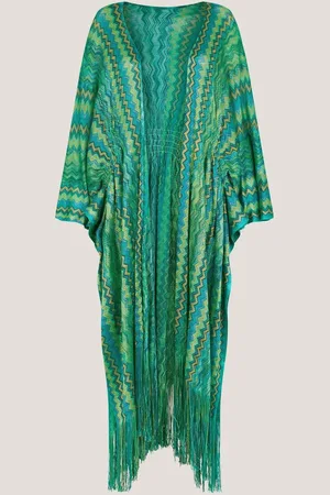 Monsoon Green Nadia Zigzag Stripe Kaftan One