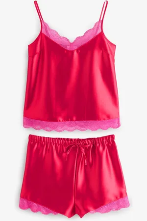Next Red Lace Trim Cami Shorts Set Pyjamas AU 10