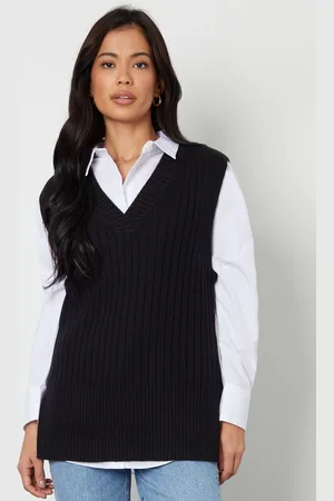 Threadbare Black V-Neck Ribbed Knitted Sweater Vest AU 8