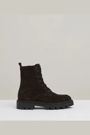 Reiss Chocolate Ellie Leather Lace-Up Boots AU 7 (EU 38)