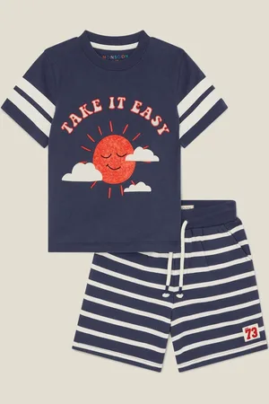 Monsoon Blue Take It Easy T-Shirt and Stripe Shorts Set 2