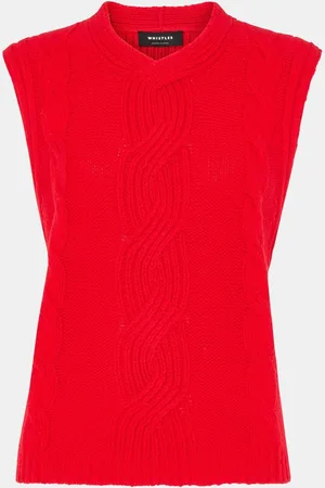 Whistles Red Cable Detail Knitted Tank M