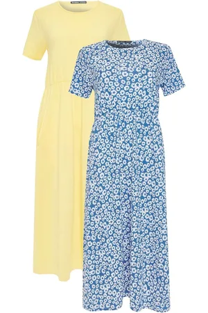 Threadbare 100% Cotton Jersey Midi Smock Dresses 2 Pack with Pockets AU 14