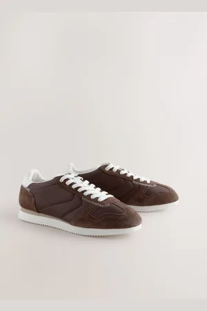 Next Chocolate Brown Forever Comfort Leather Round Toe Retro Chunky Lace Up Trainers AU 6 (EU 37)
