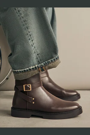 Next Chocolate Brown Standard/Wide Fit Forever Comfort Chelsea Buckle Ankle Boots AU 10 (EU 42)
