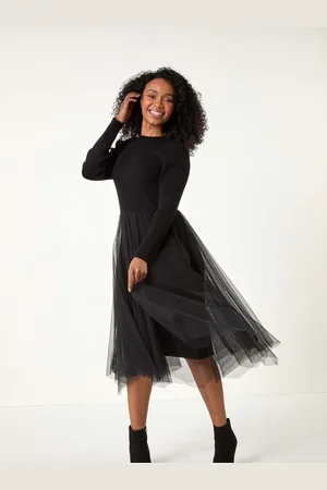 Roman Petite Contrast Knit Mesh Dress AU 16