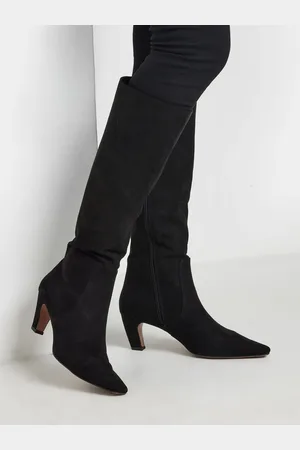 Long Tall Sally Black Knee Micro Kitten Knee High Boots AU 11 (EU 42)