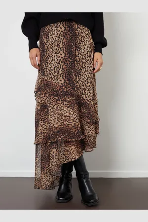 Threadbare Leopard Print Chiffon Ruffled Maxi Skirt AU 8