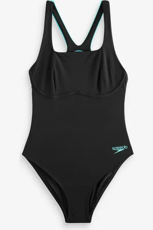 Speedo Black Flex Band Swimsuit with Built in Swim Bra AU 14