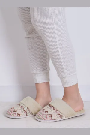 Totes Cream Ladies Knit Mule Slippers