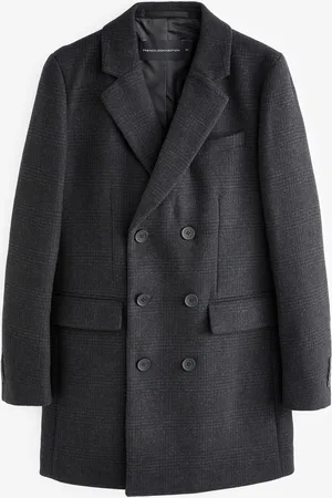 French Connection Blue/Grey Double Breasted Peacoat M