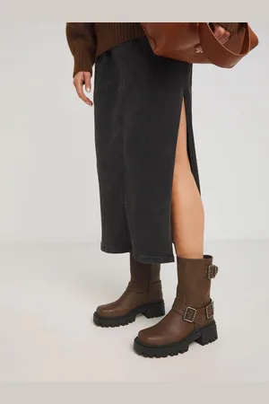 Simply Be Brown Extra Wide Fit Multi Buckle Ankle Biker Boots In Wide Fit AU 7 (EU 38)