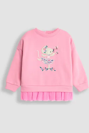 JoJo Maman Bébé Rose Pink Mouse Appliqué Tulle Frill Sweatshirt 5