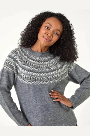 Roman Grey Petite Metallic Pattern Knit Jumper AU 18