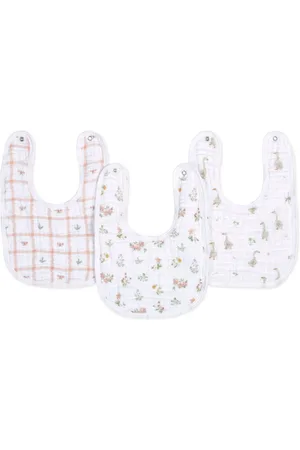 Aden + Anais Pink Essentials 100% Cotton Country Floral Muslin Baby Snap Bibs 3 Pack One