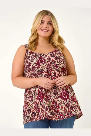 Roman Red Curve Ikat Print Vest Top AU 22-24