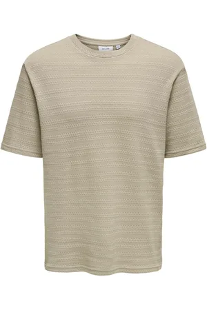 Only & Sons Brown Textured Short Sleeve T-Shirt M