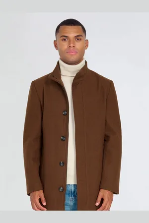 Harry Brown Brown George Wool Melton Coat with Funnel Neck 44
