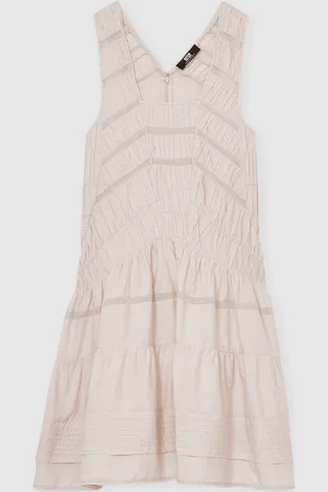 Reiss Felicity Shirred Ruffle Hem Mini Dress 8