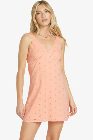 Billabong 100% Cotton Feeling Lovely Broderie V-Neck Dress AU 8