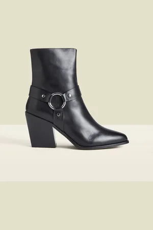 Sosandar Black Western Style Leather Boots AU 5 (EU 36)