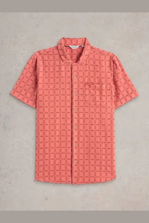 White Stuff 100% Organic Cotton Short Sleeve Overdye Check Shirt XL