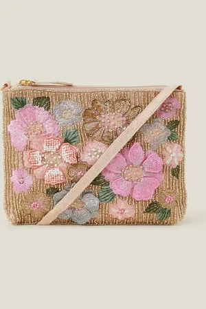 Accessorize Pink Girls Flower Beaded Bag one