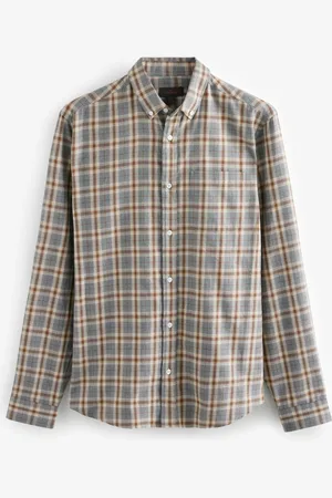 Next 100% Cotton Signature Brushed Flannel Check Long Sleeve Oxford Shirt 4XL