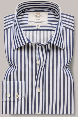 Hawes & Curtis Slim Non-Iron Bold Stripe 100% Cotton Shirt AU 42 Regular