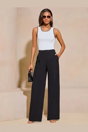 Lipsy London Black Relaxed Wide Leg Tailored Trousers AU 12