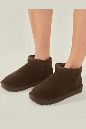Accessorize Brown Mini Faux Fur-Lined Suede Boots AU 10 (EU 41)