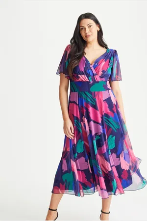 Scarlett & Jo Victoria Angel Sleeve Mesh Midi long Dress AU 20