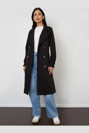 Threadbare Black Raglan Trench Coat AU 12