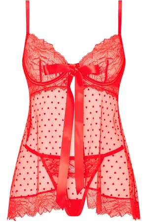 Ann Summers Red Bon Babydoll And Thong Mesh Set XXL