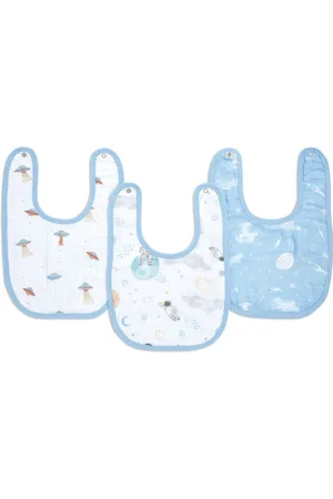 Aden + Anais Natural Essentials Space Explorers 100% Cotton Muslin Baby Snap Bibs 3 Pack one