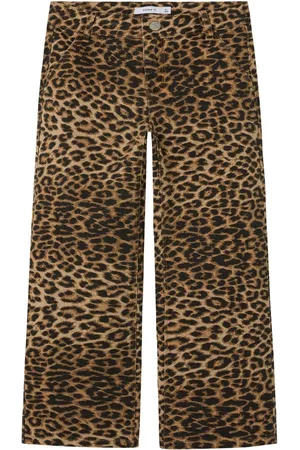 NAME IT Brown Leopard Print 100% Cotton Straight Leg Jeans 10 Years (140cm)