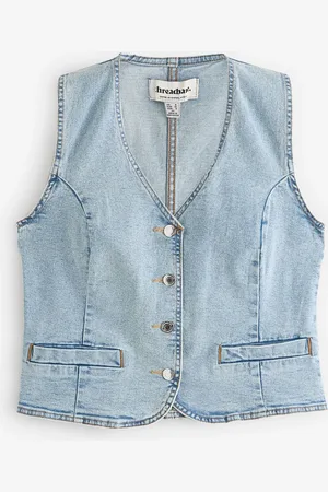 Threadbare Demin Blue Tailored Denim Waistcoat AU 10