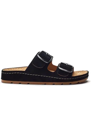 Moda In Pelle Sh Elate Double Strap Flexi Cork Footbed Black Mules AU 5 (EU 36)
