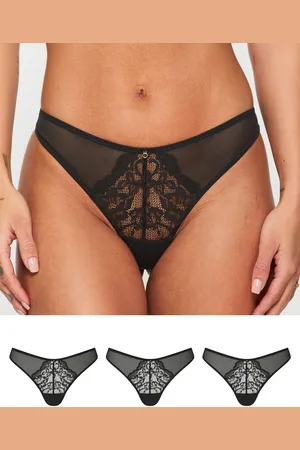 Ann Summers Black Thong Sexy Lace Knickers 3 Pack AU 16