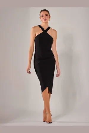 Jolie Moi Cross-Over Halter Neck Midi Dress AU 16