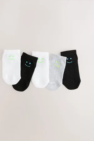 Next Black/White/Grey Happy Rich Trainers Socks 5 Pack 4-6.5