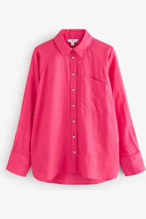 Next 100% Linen Button Down Relaxed Long Sleeve Shirt AU 16 Petite
