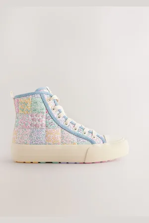 Next Blue Floral Quilted Lace-Up High Top Trainers AU 13 (EU 32)