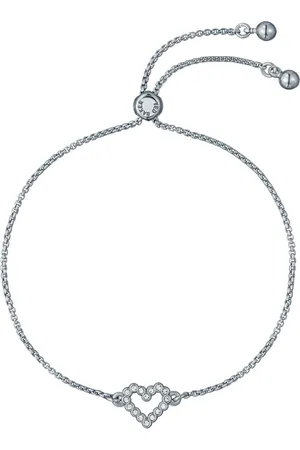 Ted Baker Silver Tone Amorita Crystal Halo Heart Adjustable Bracelet One